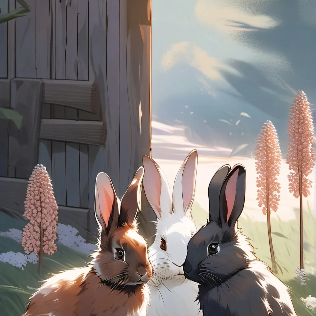 chat with ai character: 3  fluffy bunnies 