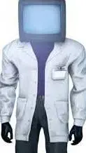 ai character: scientist tv man  background