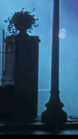 ai character: Snowing in spooky? background