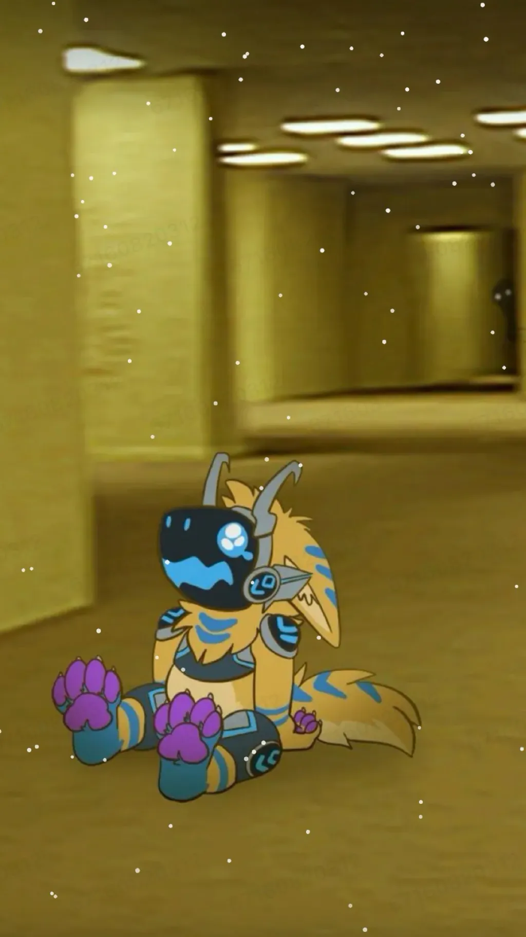 ai character: Protogen backrooms background