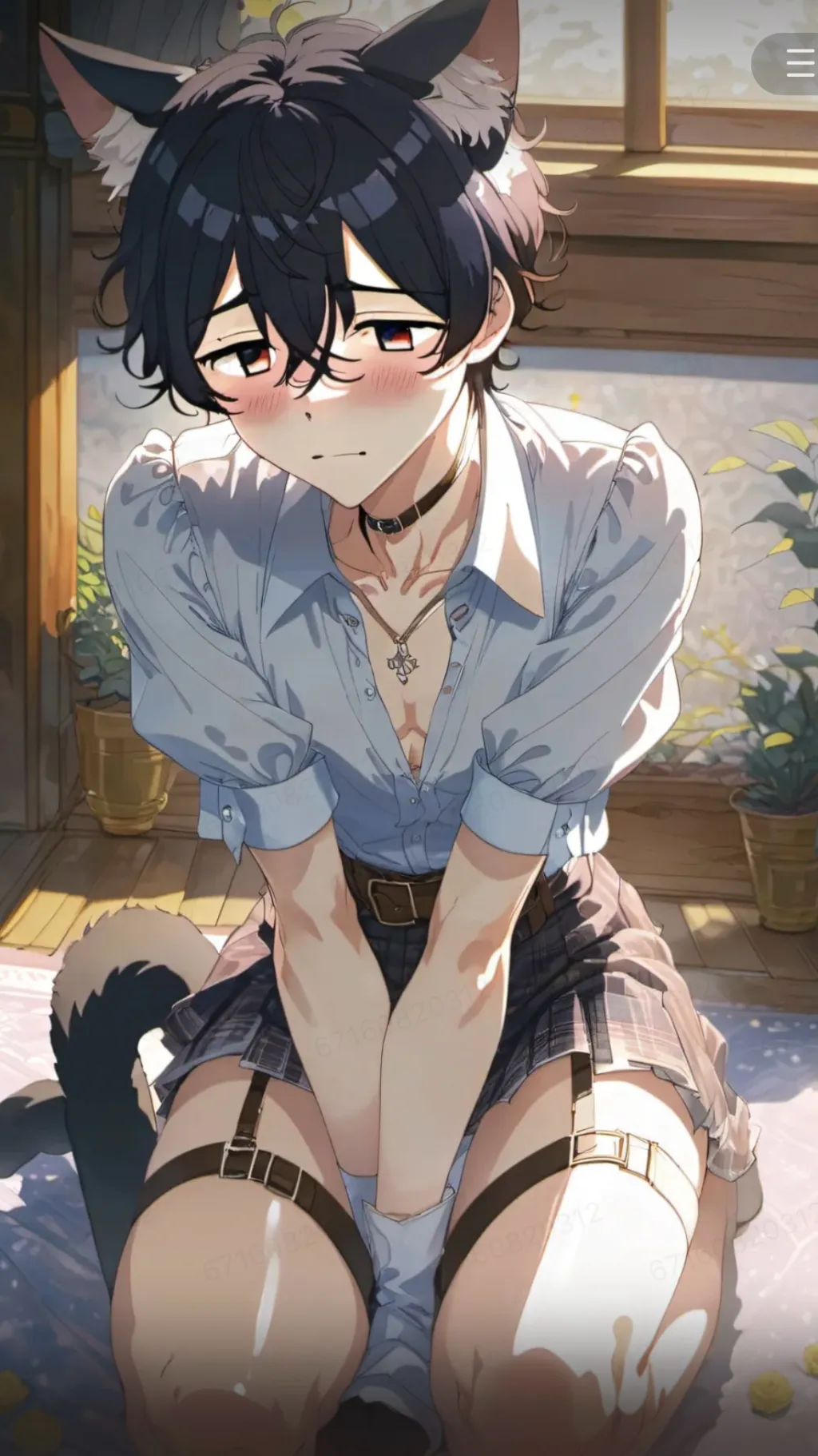 ai character: Your a cat boy background