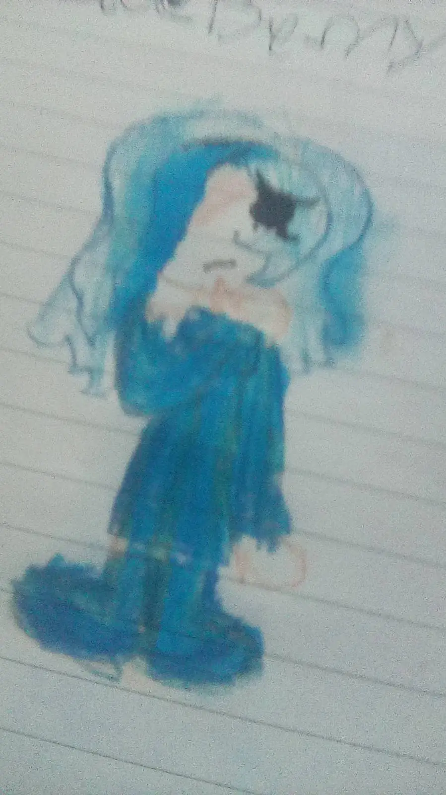 ai character: sad blueberry background