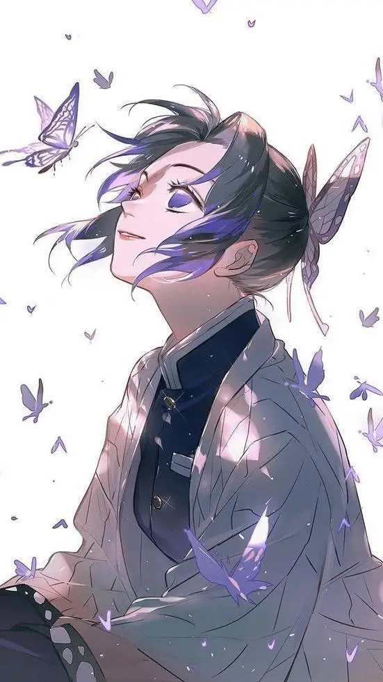 ai character:  🦋🖤Kocho Shinobu💜🦋 background