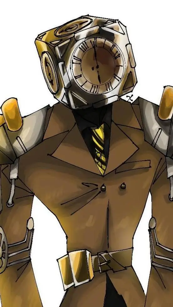 ai character: Large clock man background