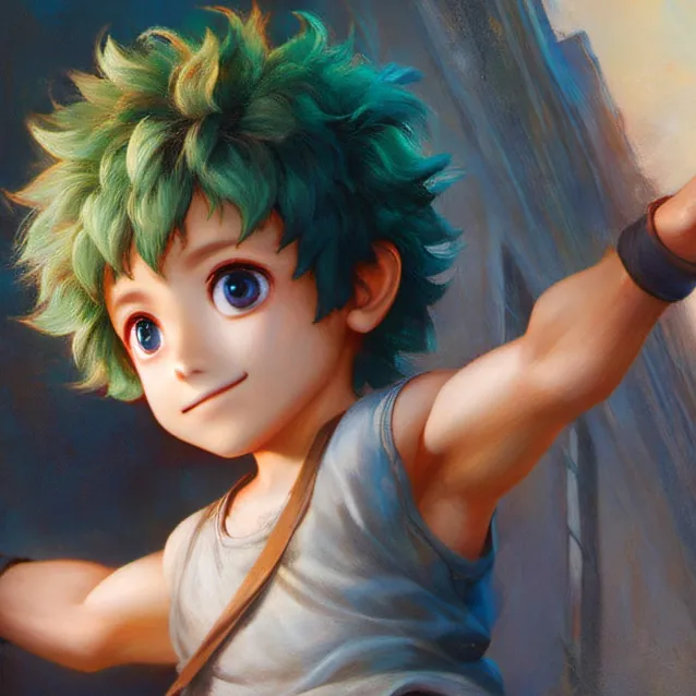 chat with ai character: Deku jumps