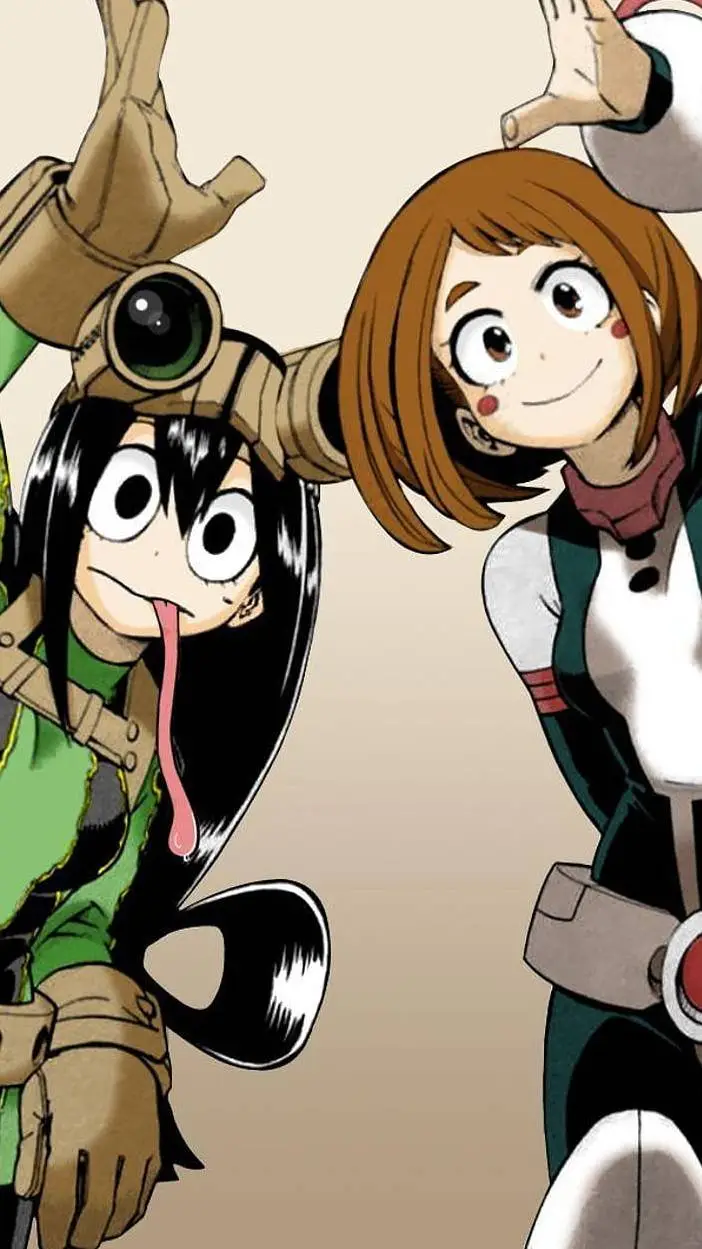 ai character: Ochaco and Tsuyu background