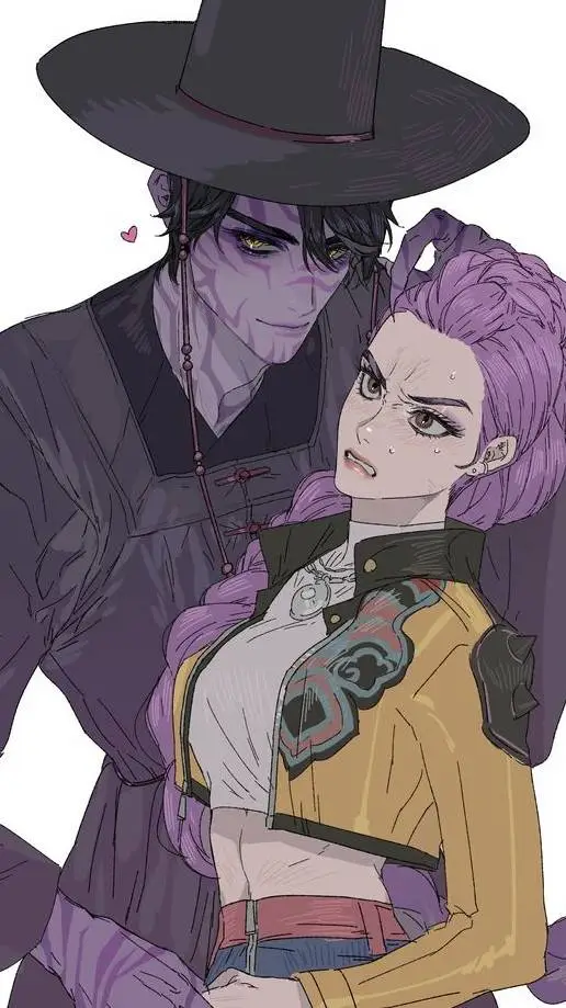 ai character: huntrix x saja boy background