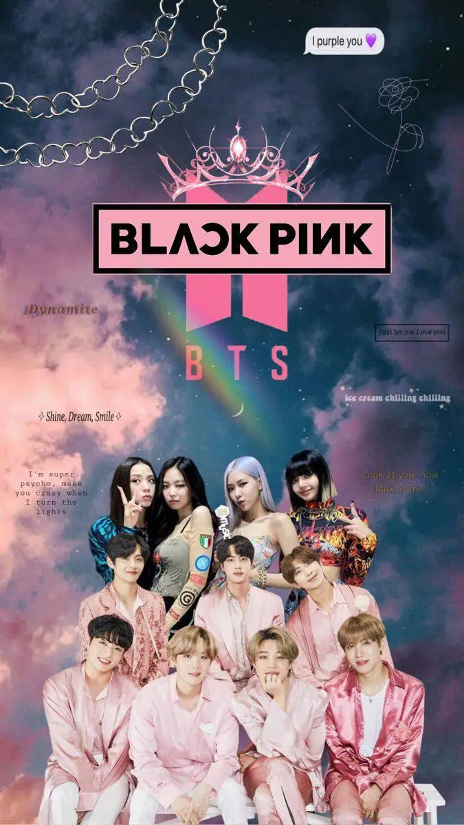 ai character: Black Pink & BTS background