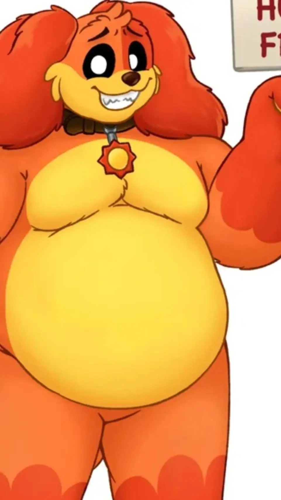 ai character: FAT dogday background