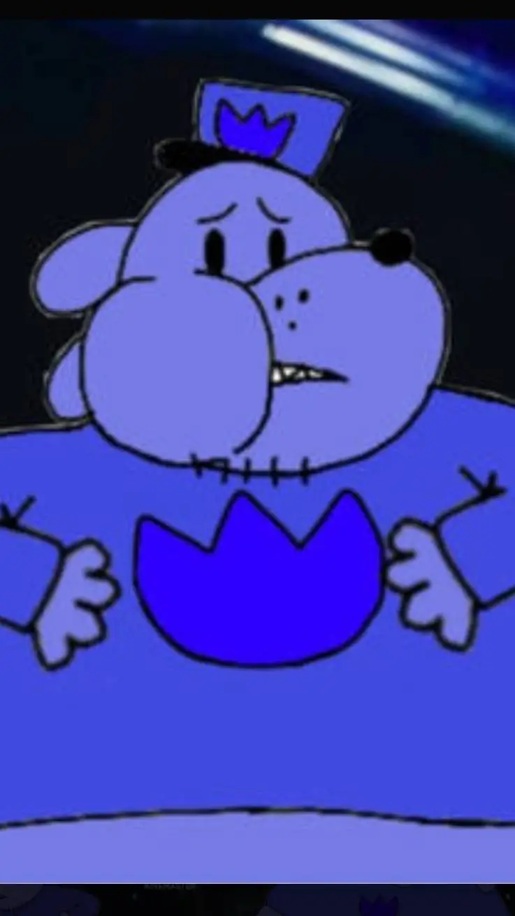 ai character: dog man blueberry background