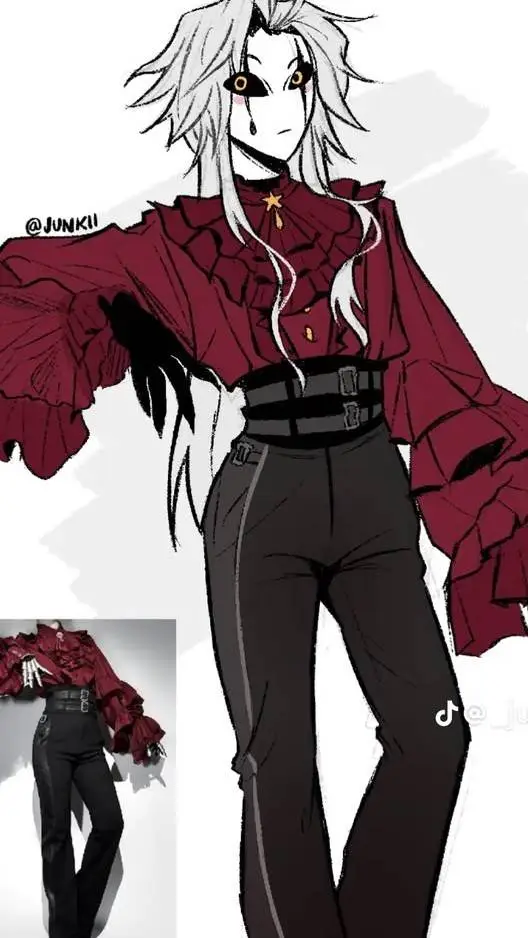 ai character: Pierrot 🖤❤💛 background