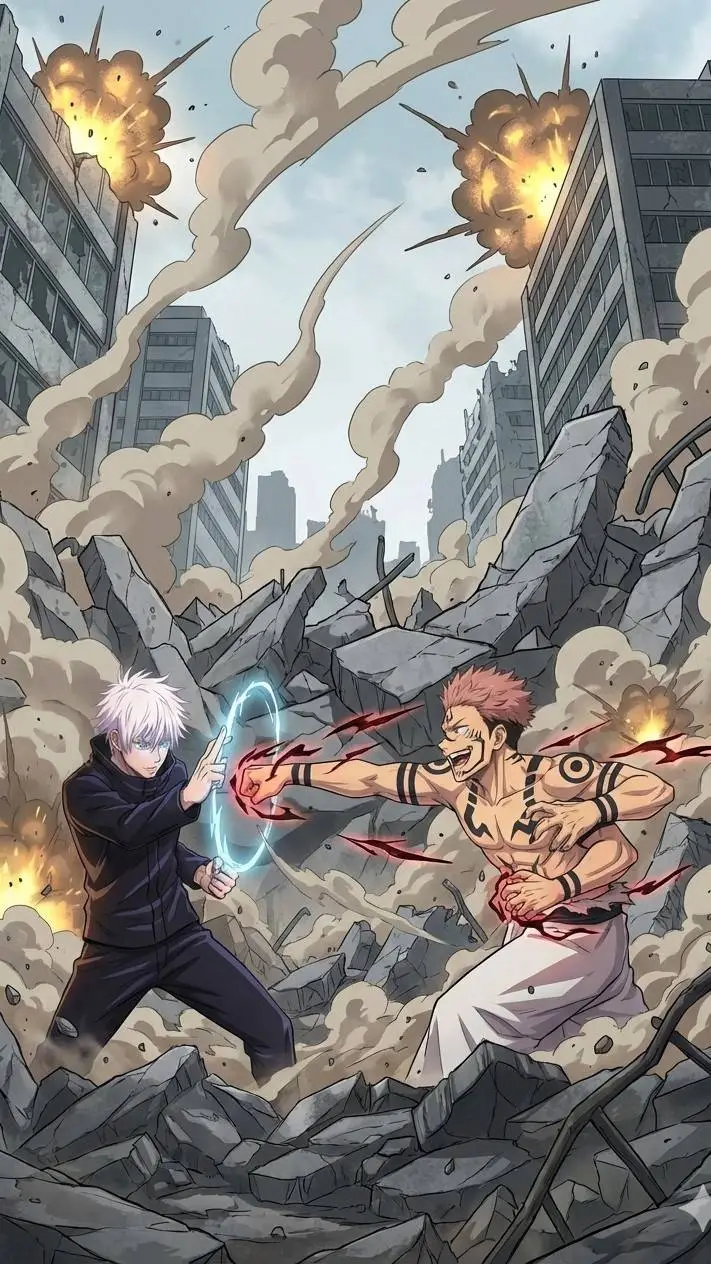 ai character: Gojo vs Sukuna background