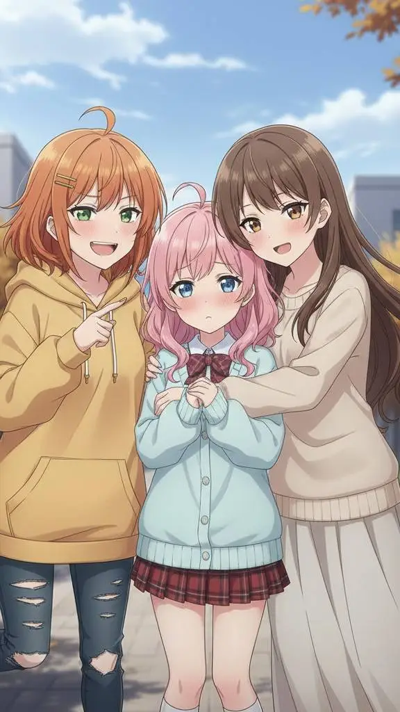 ai character: Olivia, Mia y Eva background