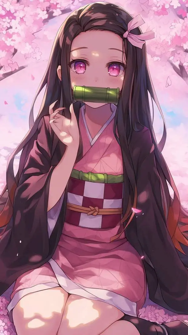 ai character: Nezuko 🎍🌸 background