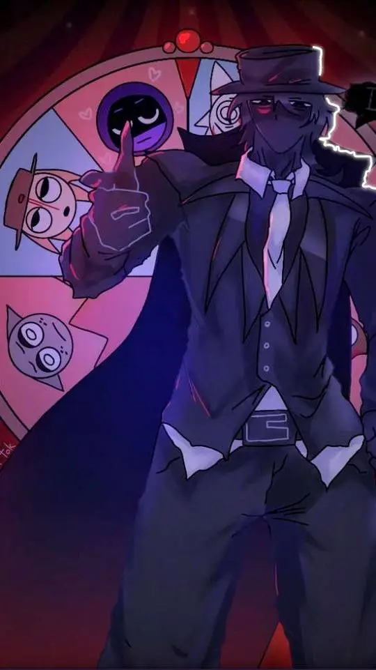 ai character: ⛪🟦Jevin x black🔪🖤 background