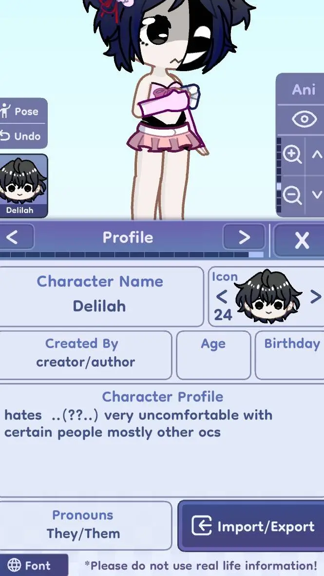 ai character: Delilah (New oc!) background