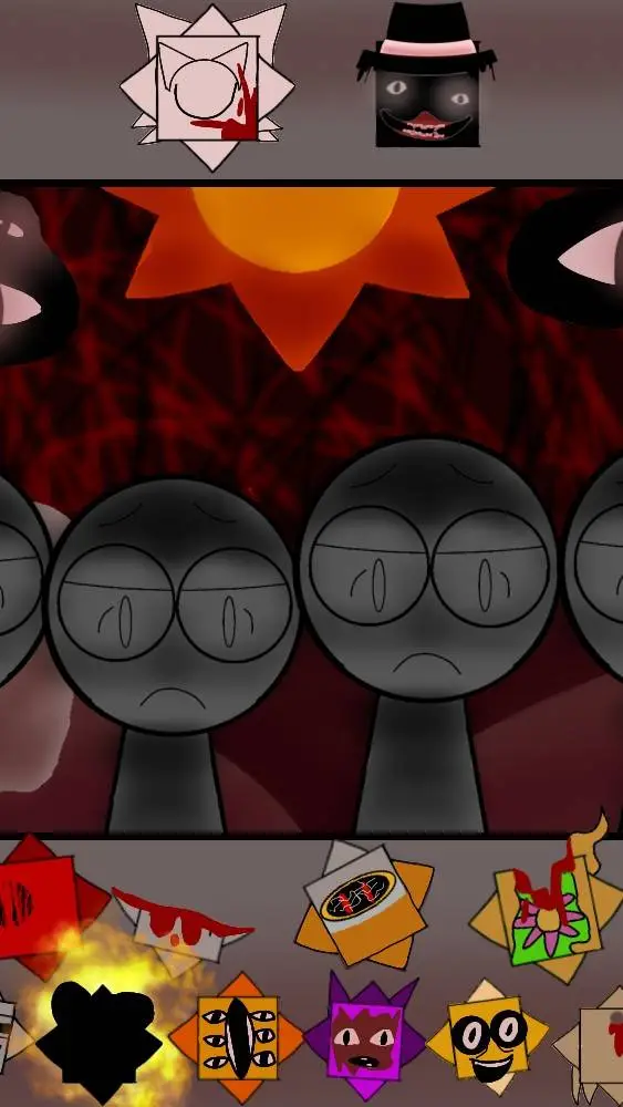 ai character: Sprunki RM Horror background