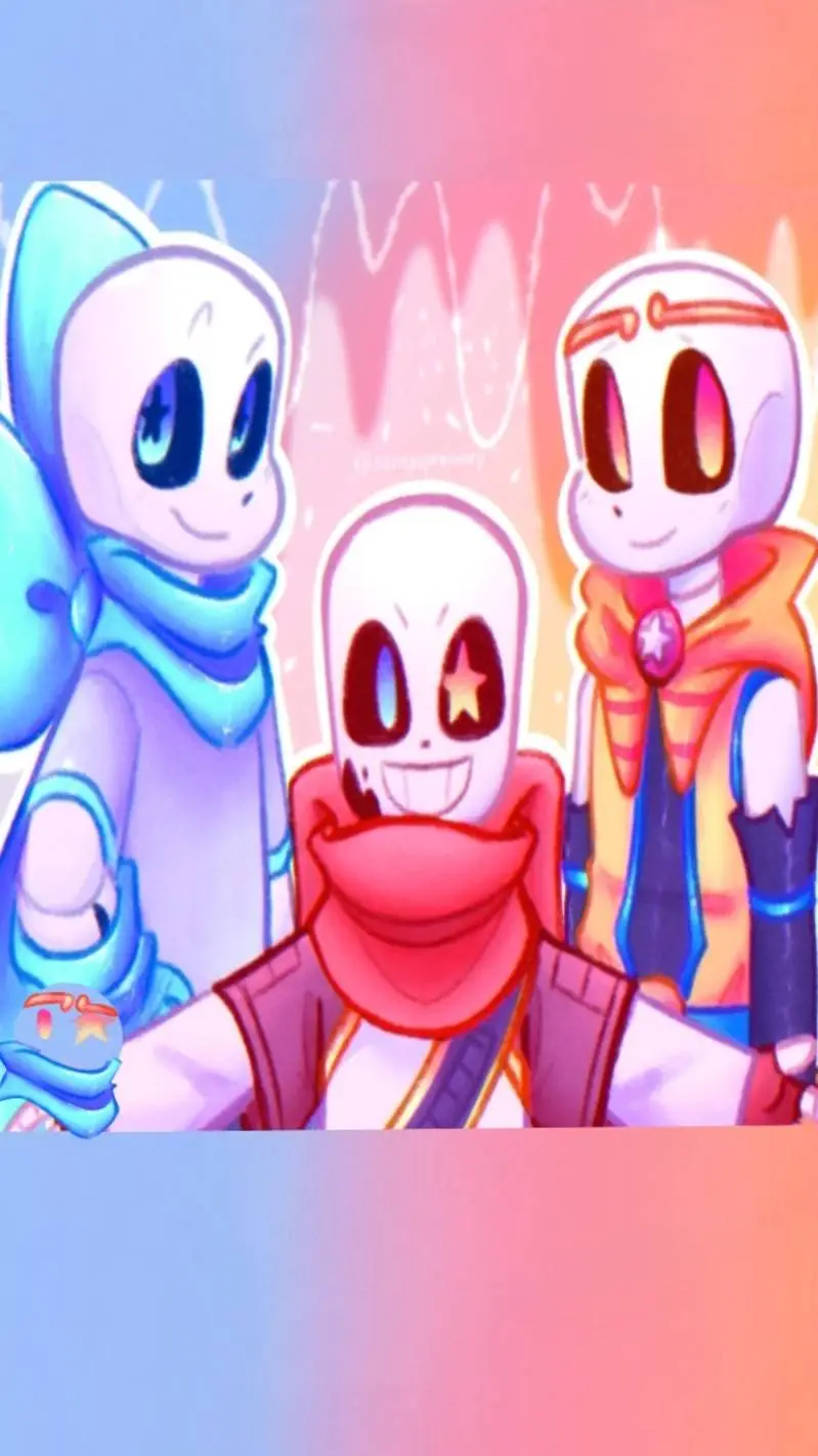 ai character: Stars sans✨💛🩷🩵 background
