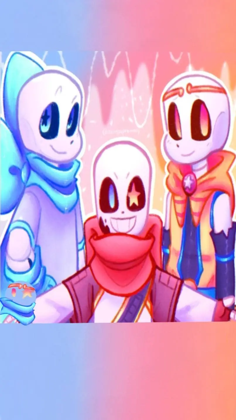 ai character: Stars Sans✨💛🩷🩵 background