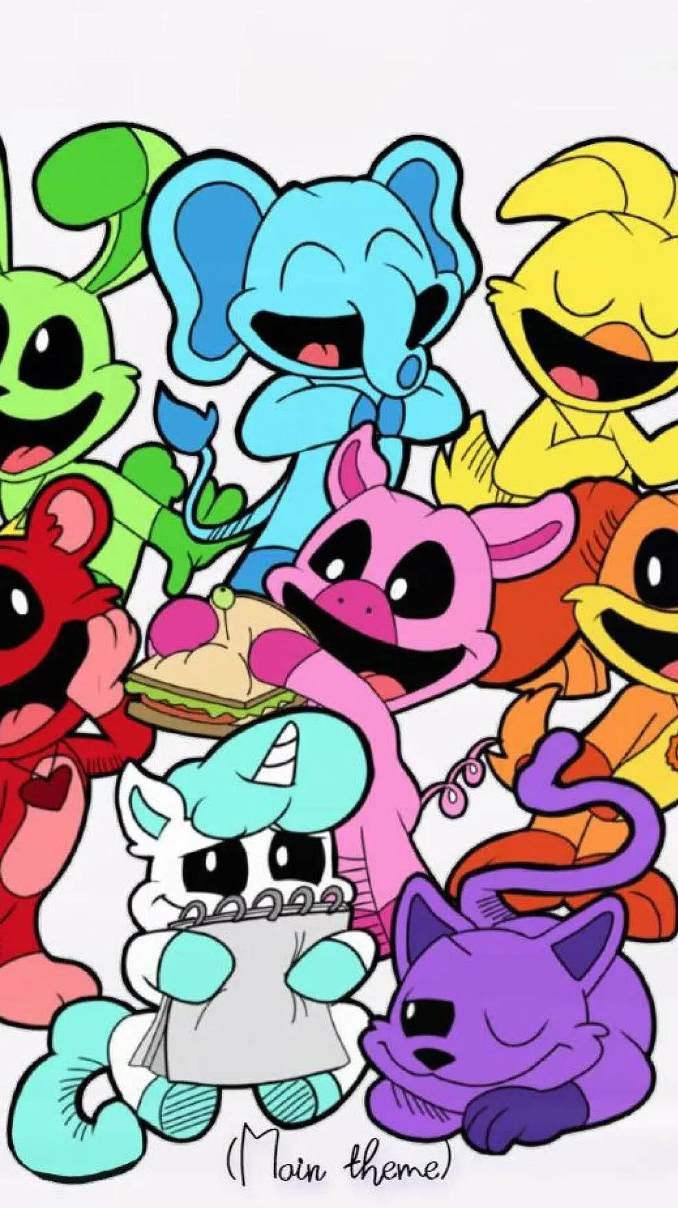 ai character: smilling critters  background