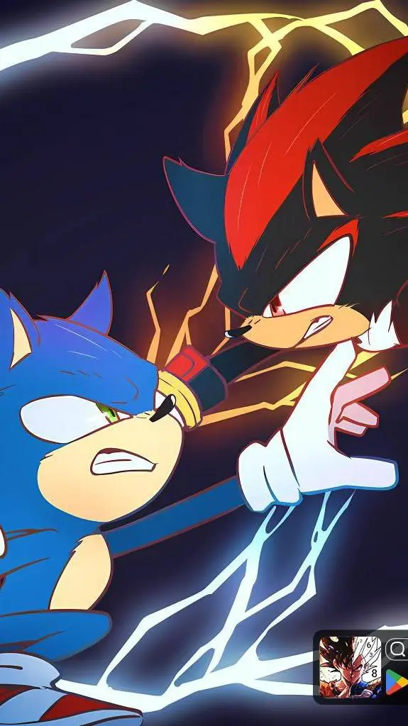ai character: shadow Vs sonic background