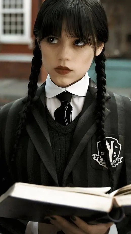 ai character: Merlina🫧🪓  enid🍓♥️ background