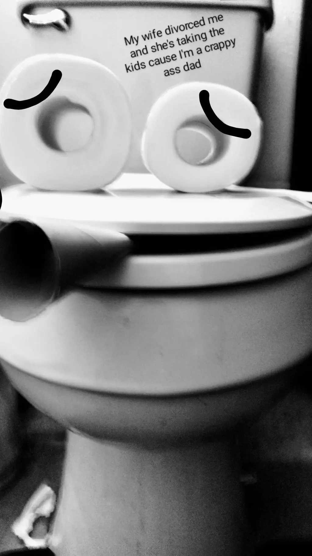 ai character: depressed toilet  background