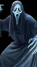 ai character: Ghost face background