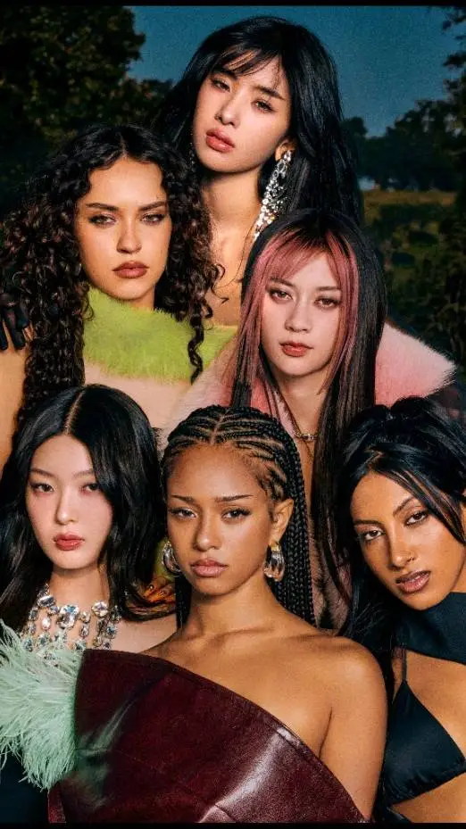 ai character: katseye×StrayKids background