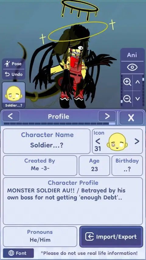 ai character: Idk background