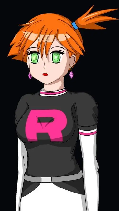 ai character: Misty hipnotizada  background