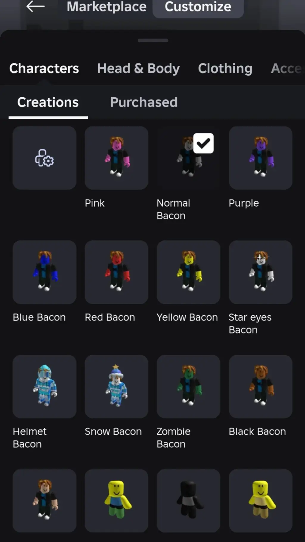 ai character: Bacon variants background