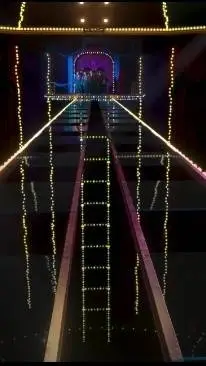 ai character: glass bridge background