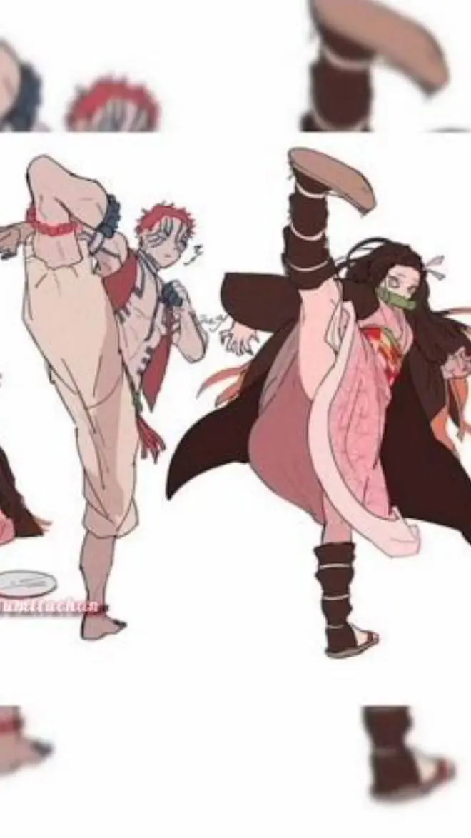 ai character: akaza & nezuko! background