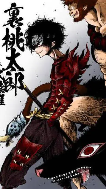 ai character: ⚫🍑Dark Momotaro🍑⚫ background