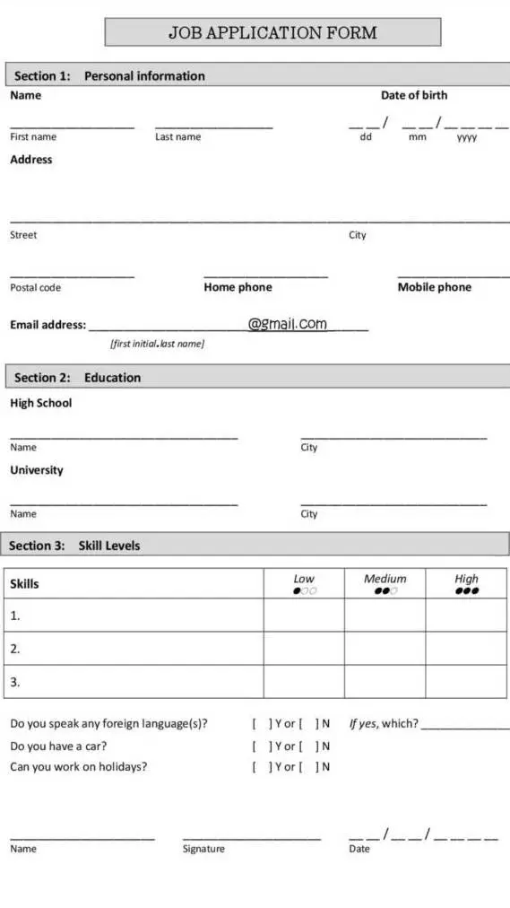 ai character: Job Application  background