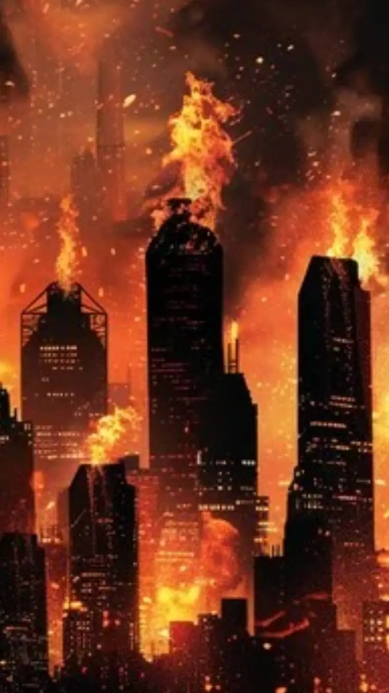 ai character: The city is on fir background