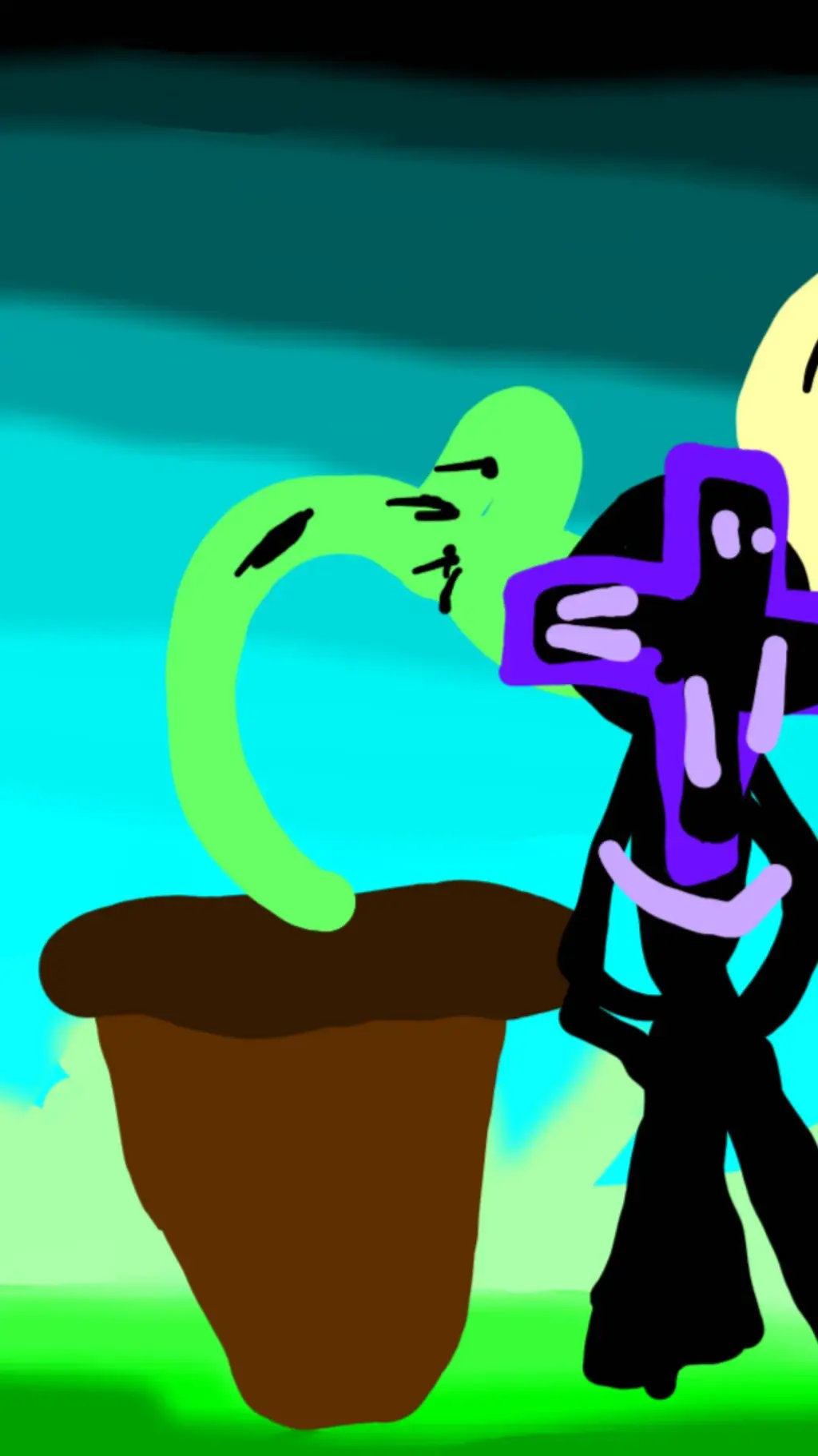 ai character: amcly and leaf grn background