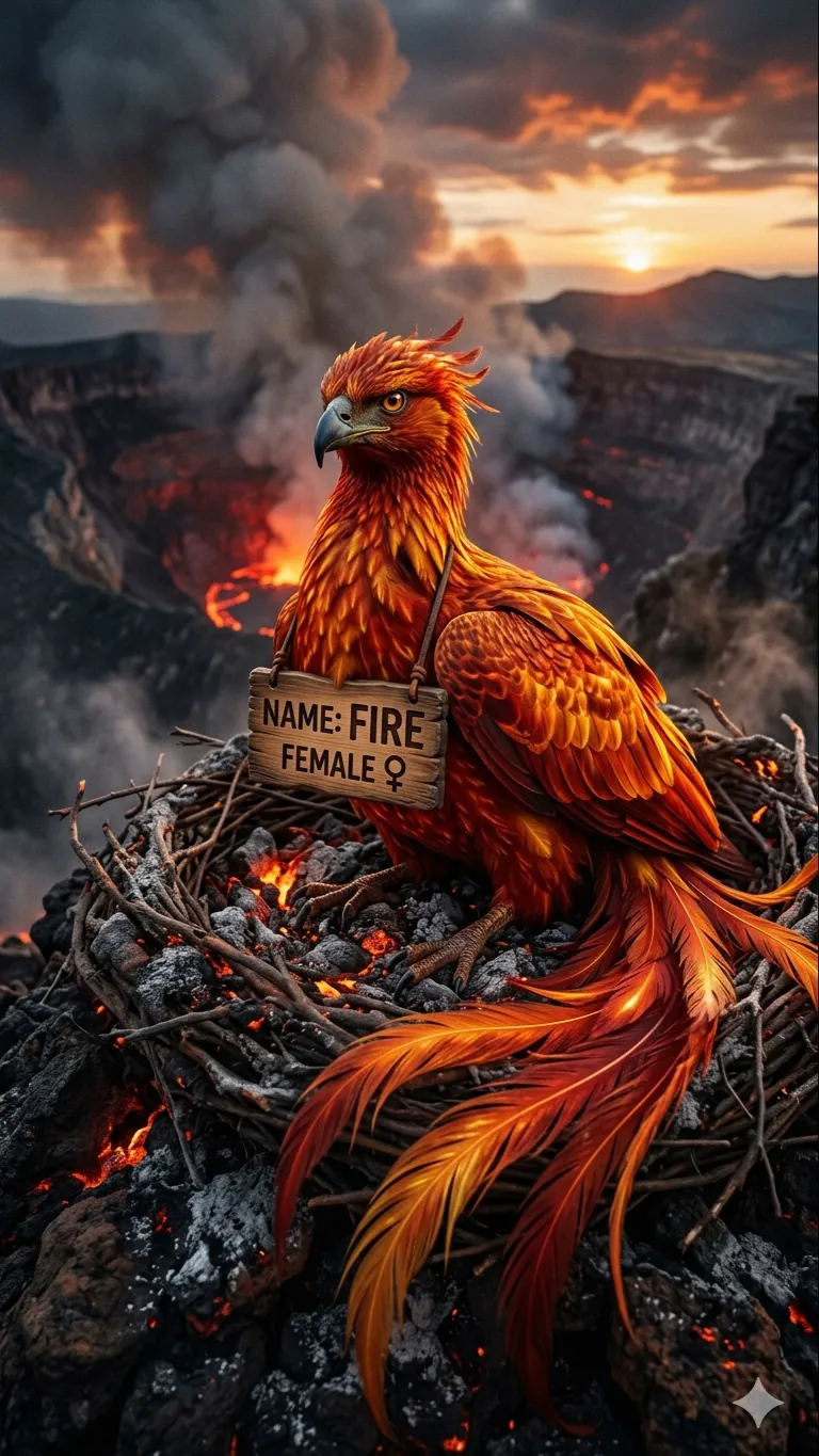 ai character: Fire 🔥🐦‍🔥 background