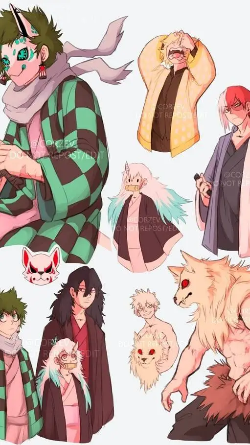 ai character: Demon Slayer×MHA background