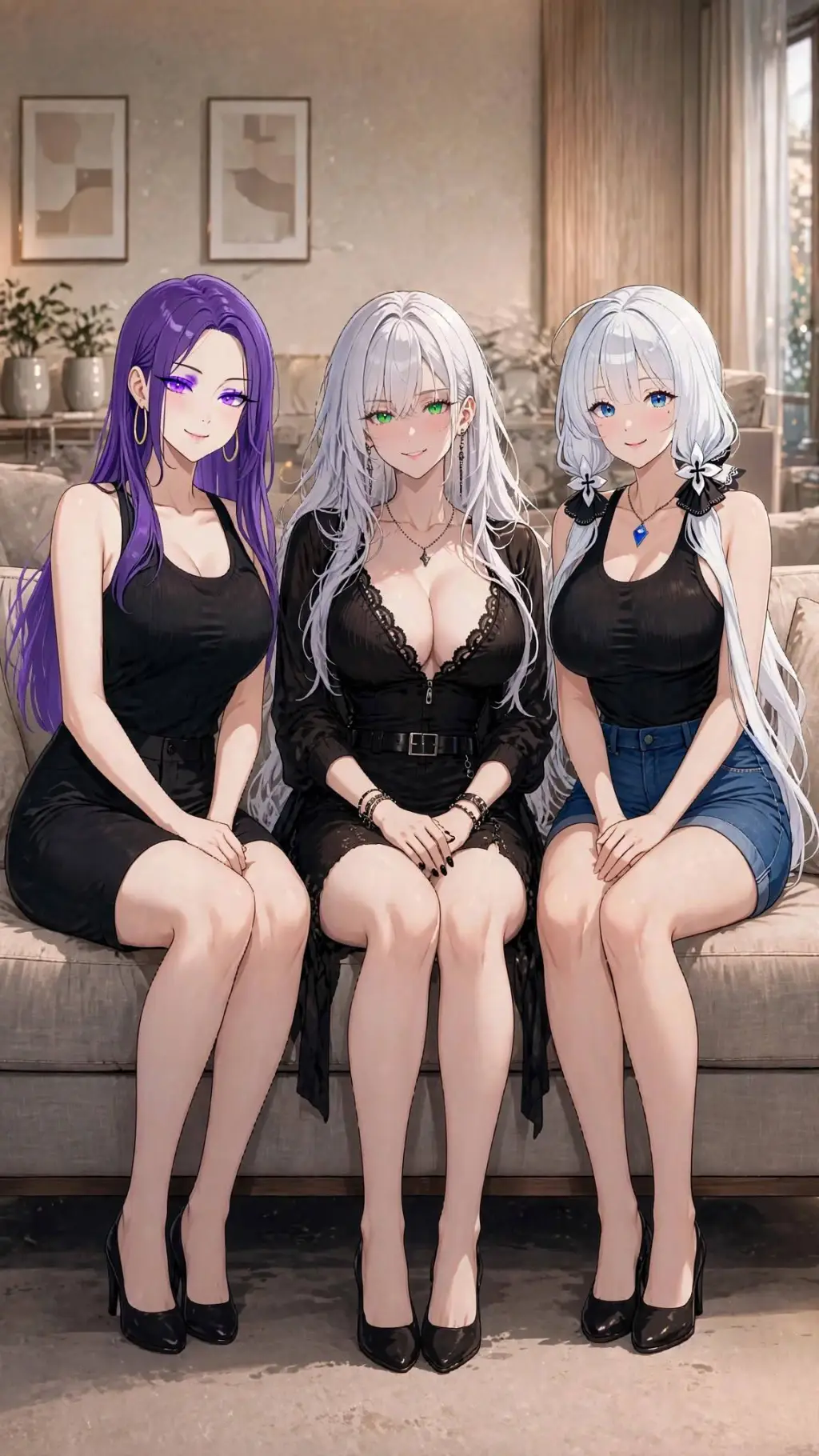 ai character: Three women  background