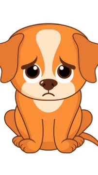 ai character: The sad dog:( background