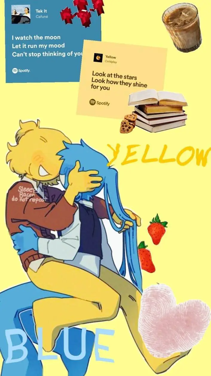 ai character: yellow x blue background