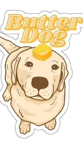 ai character: butter dog  background