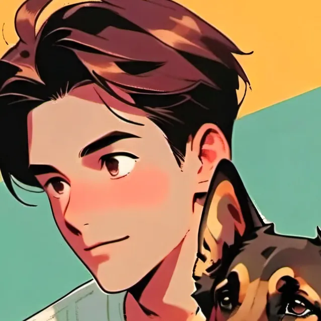 chat with ai character: dog and guy
