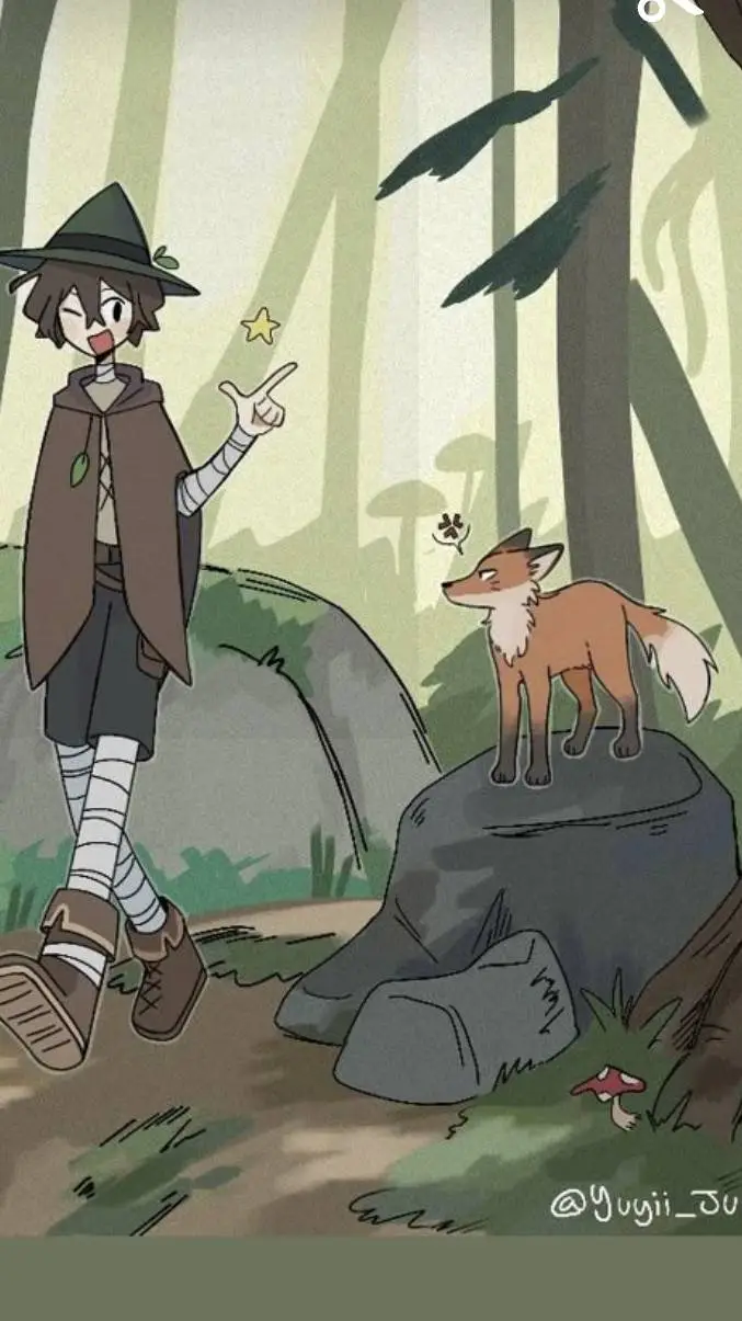 ai character: BSD magicforest Au background