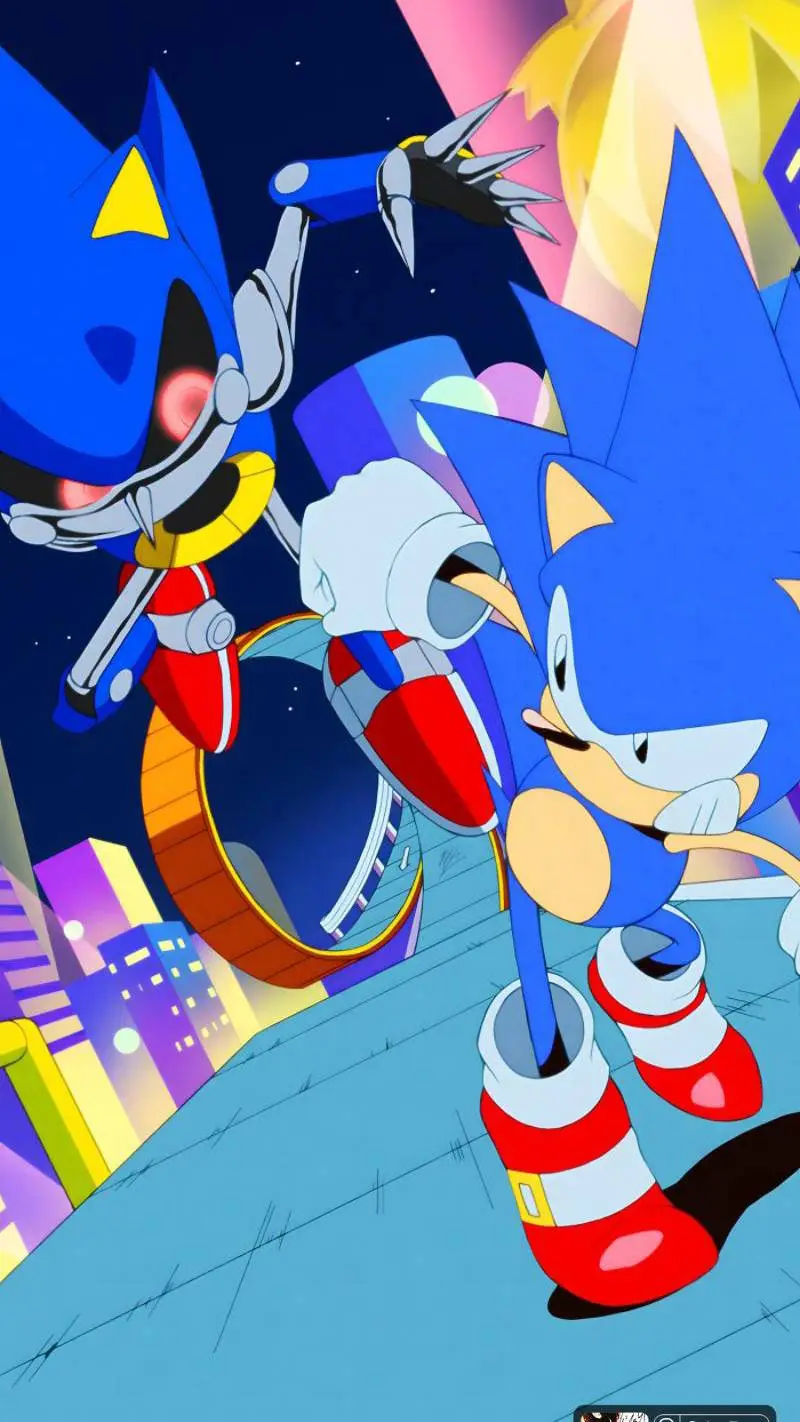 ai character: Sonic v MetalSonic background