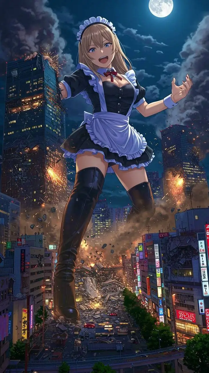 ai character: giantess Emma  background