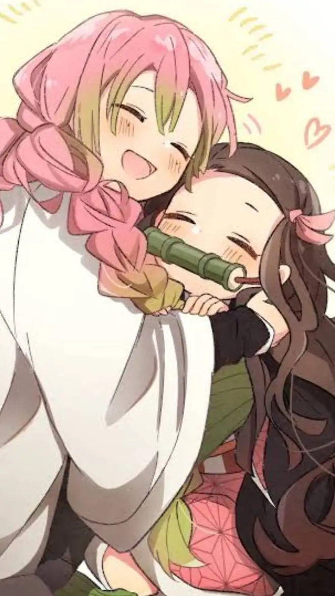 ai character: nezuko y mitsuri🍡🍥 background