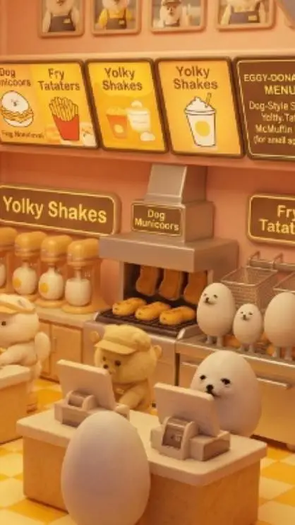 ai character: eggdog city  background